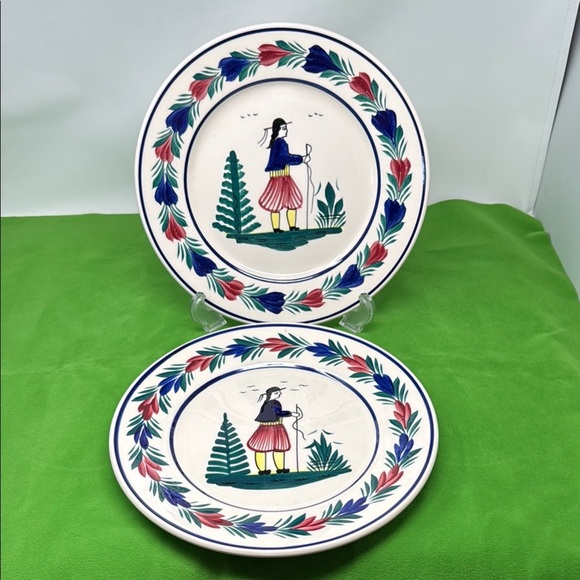 HB Quimper Campagne 11" Dinner plates - Picture 1 of 10